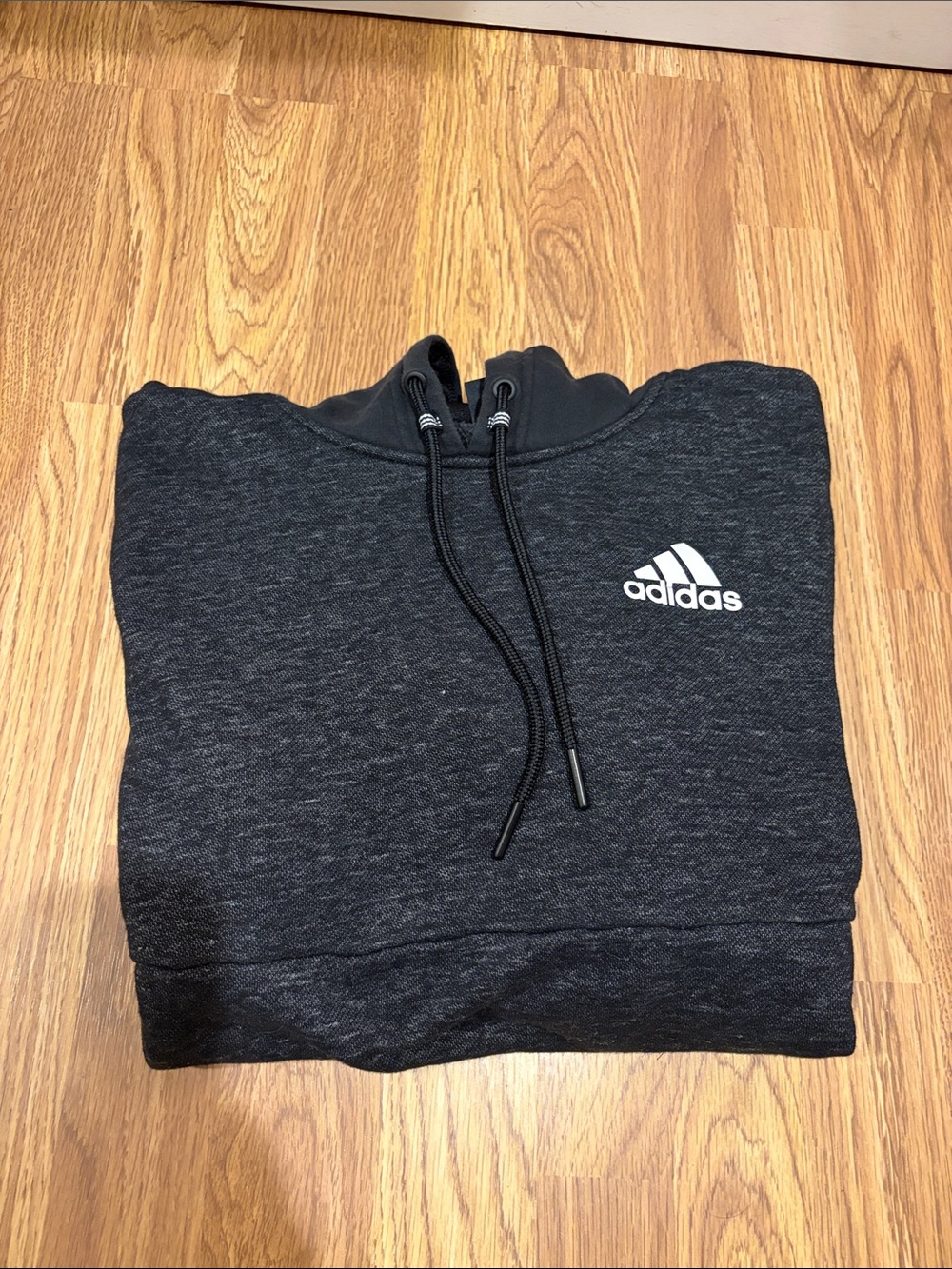 adidas Men’s Charcoal Zip-Up Hoodie with White Logo